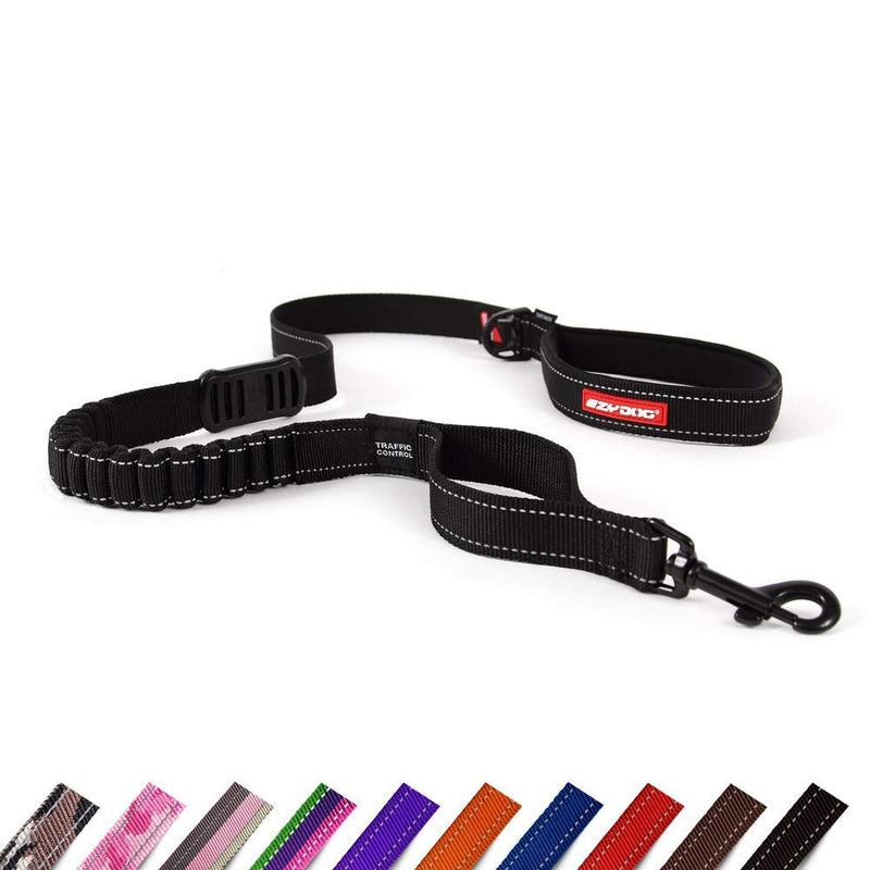 EzyDog Zero Shock Dog Lead - Shock Absorbing - Anti Pull Dog Lead for Medium Dogs, Leads For Large Dogs - Soft Double Handle, Traffic Control, 1.2m - Black - PawsPlanet Australia