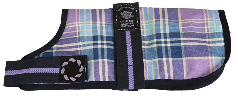 Outhwaite Padded Check Dog Coat, 18-inch, Lilac 18” (46cm) Outhwaite Padded Lilac Check Dog Coat - PawsPlanet Australia