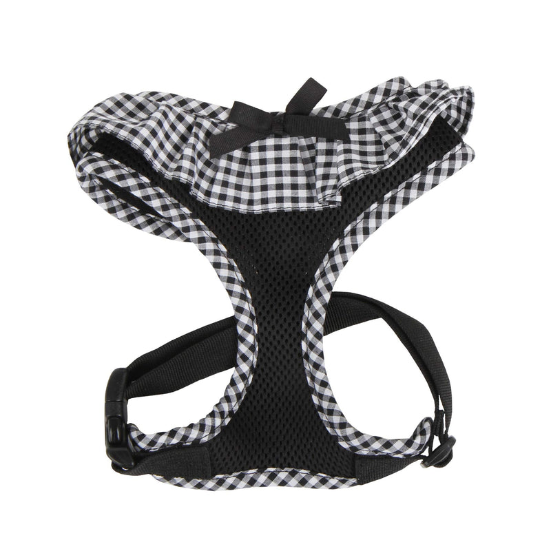 Puppia Vivien Dog Harness small dog - Super soft and comfortable in many colours - Checkered edges - Also usable as Puppy Harness - Anti Pull Dog Lead, Black, XS - PawsPlanet Australia