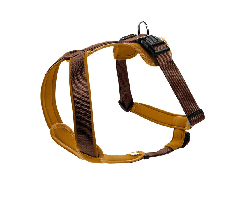 HUNTER NEOPREN dog harness, nylon, padded with neoprene, for sport and leisure,brown / caramel, nylon, neoprene,45-57,S 45-57 brown / caramel, nylon, neoprene - PawsPlanet Australia