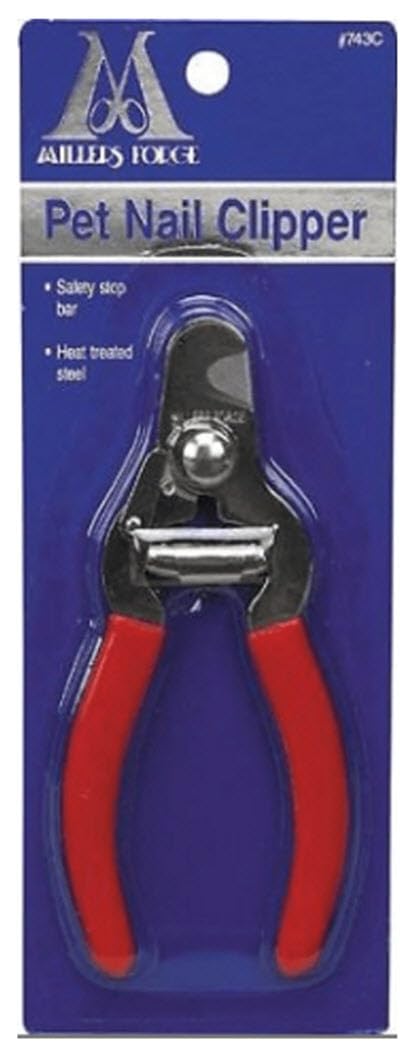 Millers Forge Steel Pet Nail Clipper 743C with Safety Stop Bar Small Medium Dog,5 inch (12,7 cm) Long Red