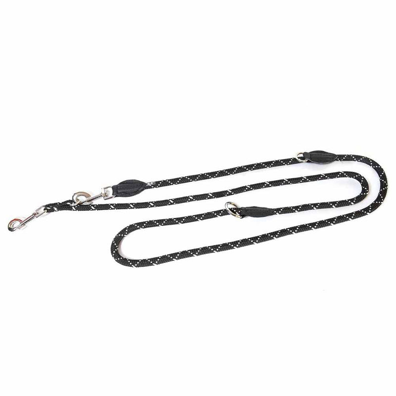 IDC Adjustable Rope Leash, 12 mm x 2,2 m, Fluorescent Black - PawsPlanet Australia