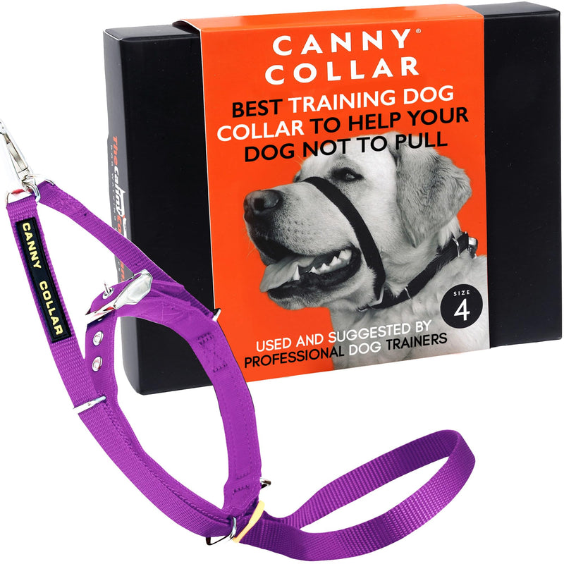 Canny Collar No-Pull Dog Headcollar | Train Your Dog To Stop Pulling & Walk On a Regular Collar & Loose Lead | Kind, Safe, Comfortable Training Aid | Purple – Size 4 Neck size 38-43cm - Size 4 - PawsPlanet Australia