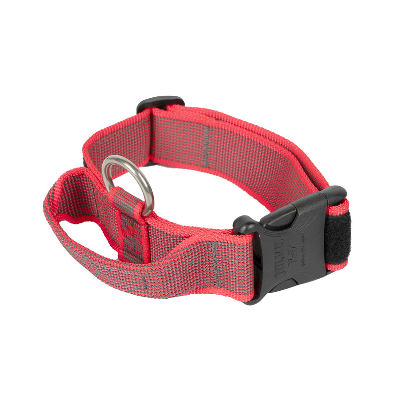 Julius-K9 Color and Gray Collar with Handle and Interchangeable Patch, 40 mm (38-53 cm), Red-Gray 40 mm x 38-53 cm