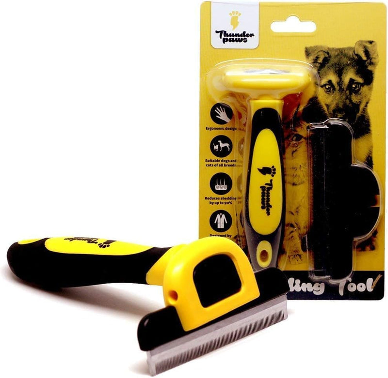 Best Professional Deshedding Tool and Pet Grooming Brush – D-Shedz by Thunderpaws for Small, Medium and Large Breeds of Dogs and Cats with Short or Long Hair Yellow - PawsPlanet Australia