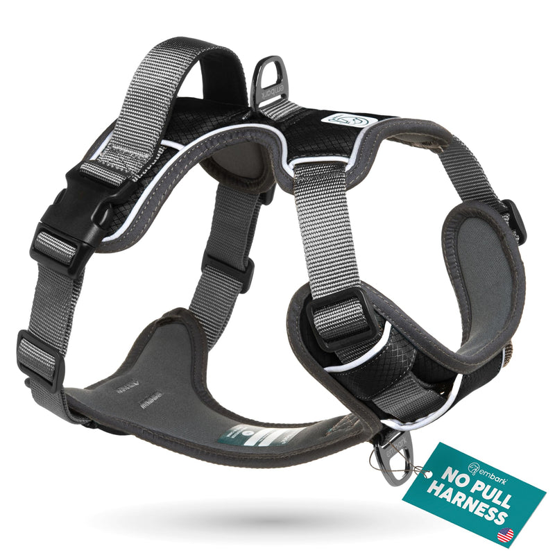 Embark Pets Adventure Dog Harness, No Pull Dog Harness with 2 Leash Clips, for Small Dogs Anti Pull Front & Back with Control Handle, Adjustable, Soft & Padded Black S (Chest: 44-59 cm)