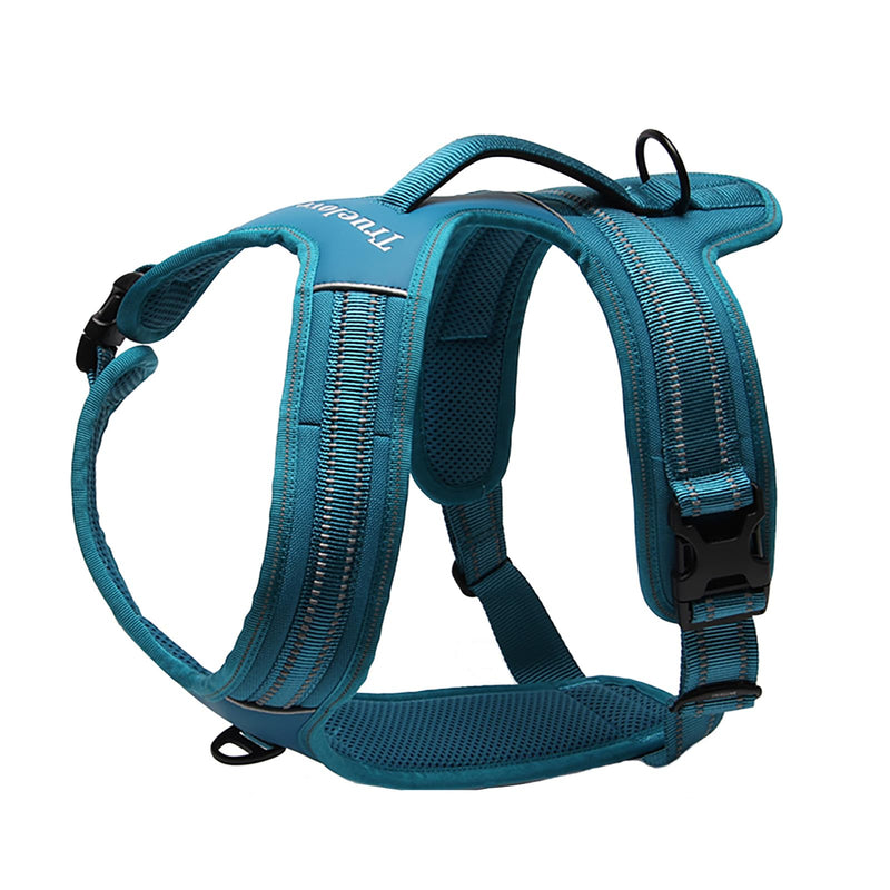 Truelove Dog Harness With Handle Soft Padded Pet Harness Vest,Reflective Material,Adventure Training,Strong Oxford Outer Layer for larger dogs TLH5551 (Blue,S) S Blue