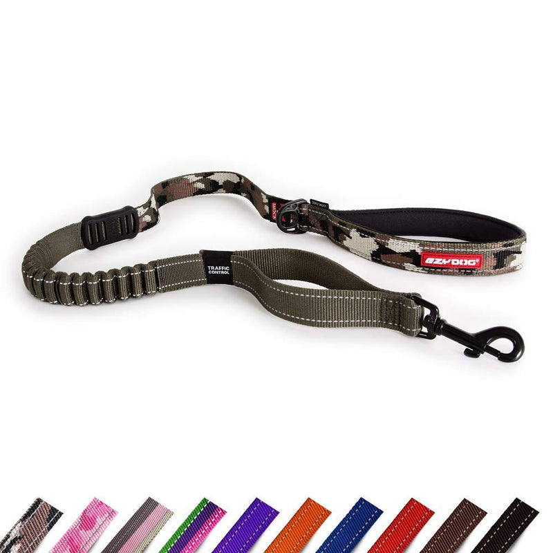 EZYDOG Zero Shock Dog Lead | Zero Shock Technology, For Small, Medium, Large Dogs, Soft Padded Handle, Traffic Control,1.2m (Green Camo)