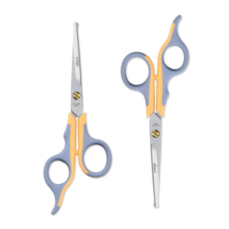 LIVINGO Dog Grooming Scissors 2 Pack, for Pet and Cats-Titanium Coated, Safety Round Tip and Serrated Stainless Steel Shears for Cutting Pets Face, Hair, Eye, Ear & Paw-Soft Touch Trimming(7" & 6.5") - PawsPlanet Australia