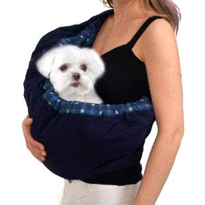 Pet Sling Carrier, OrgMemory Adjustable Sling Bag, Small Dog Cat Outdoor Shoulder Carrier Bag (Blue Plaid) Blue Plaid - PawsPlanet Australia