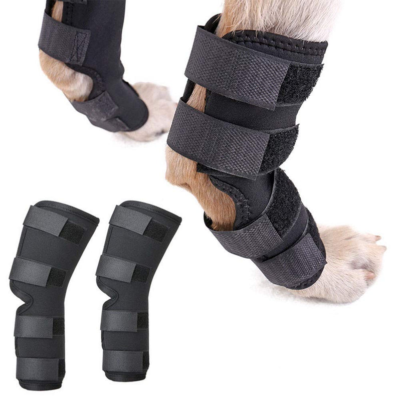 Zunea Dog Canine Rear Leg Hock Joint Brace 2Pack Hind Leg Wrap Protector and Extra Supportive, Leg Hock Joint Compression Sleeve for Wound Injury and Sprain Healing of Arthritis - (Black, L) Black
