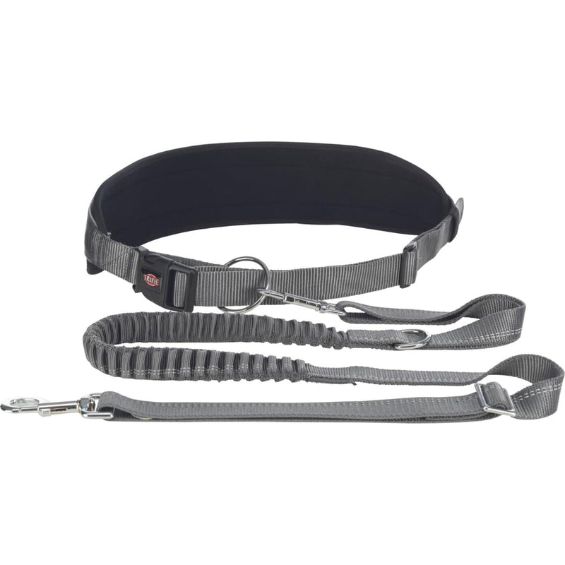 TRIXIE jogging leash for dogs with waist belt M-L, 47.2–59.1 inches, 0.98 inches in graphite/black - perfect dog lead for sports and activity - for medium to large dogs - 12767 black 1,20–1,50 m 25 mm