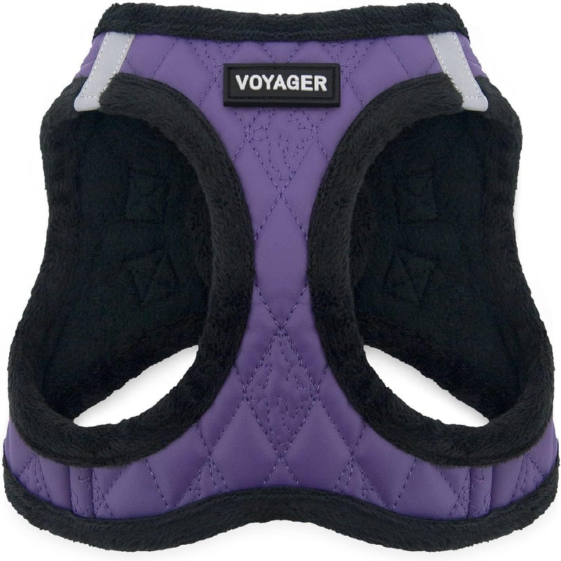 Voyager Step-In Plush Dog Harness by Best Pet Supplies - Step In Vest Harness for Small and Medium Dogs, Soft Plush, Purple Faux Leather, size XS - Chest: 13 - 14.5" Harness (Purple Faux Leather) XS (Chest: 13 - 14.5") - PawsPlanet Australia