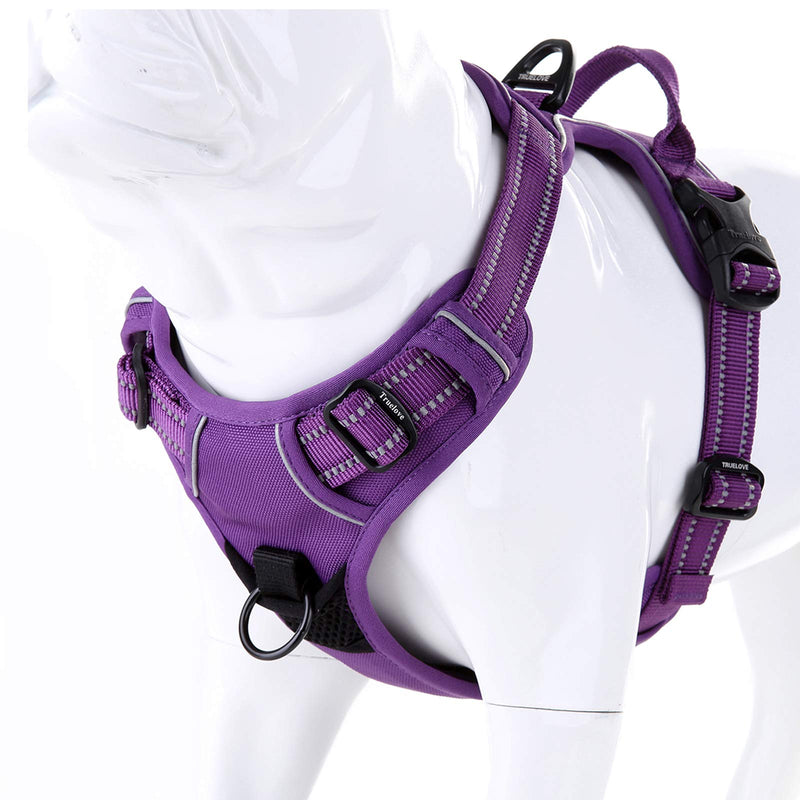 Truelove Soft Front Dog Harness .Reflective No Pull Harness with Handle and 2 Leash Attachments XS purple - PawsPlanet Australia