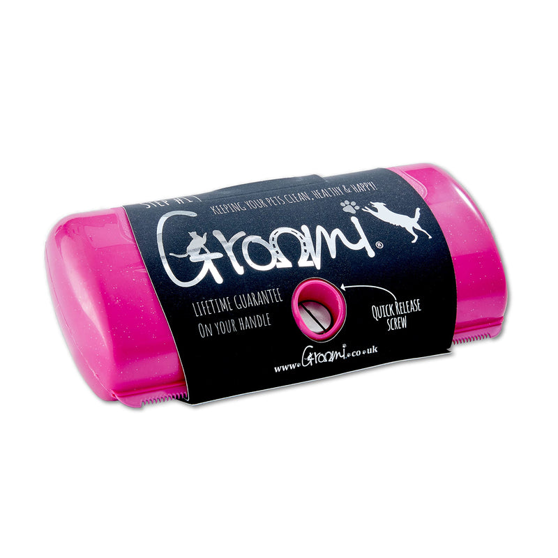 Groomi Tool for Animal - Deshedding and Undercoat Brush - Smooth Groomer for Cats, Dogs and Horses - Pet Dematting Comb - Combs for Grooming Animal - Black Pink