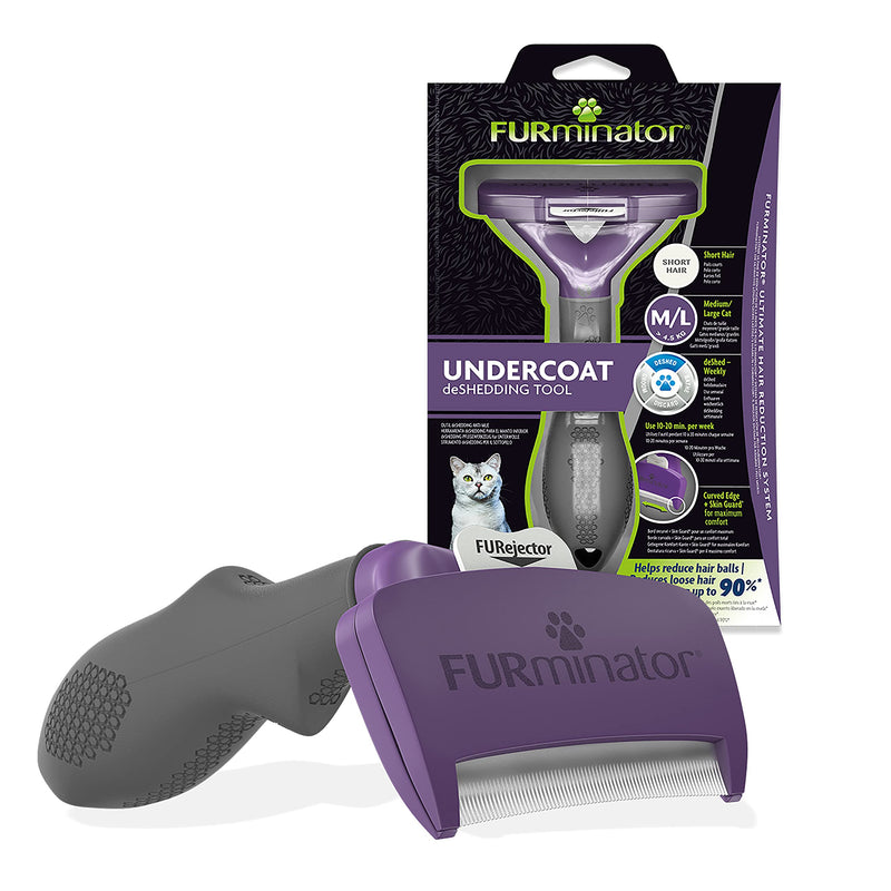 FURminator Undercoat deShedding Tool for Medium/Large Short Hair Cats Over 4.5 kg, Violet M/L - PawsPlanet Australia
