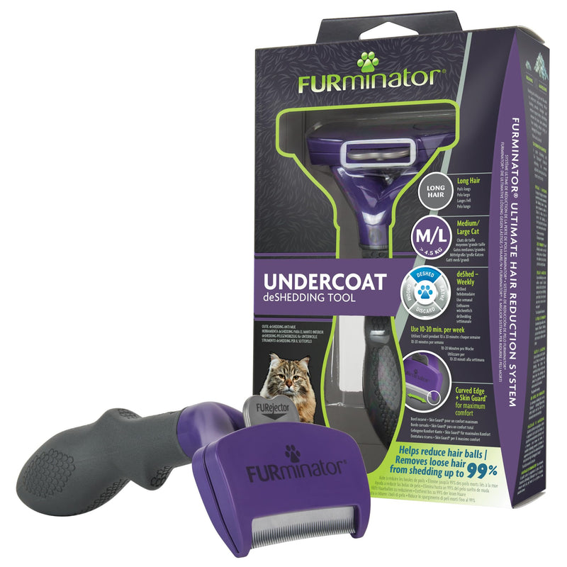 FURminator Undercoat deShedding Tool for Medium/Large Long Hair Cats Over 4.5 kg M/L