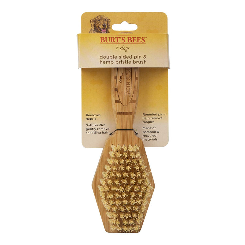 Burt's Bees Double Sided Pin & Hemp Bristle Brush - All-Purpose Dog Brush to Reduce Shedding - Long & Short Haired Dogs, Bamboo Large - 1 Count Double Sided Pin & Bristle Brush - PawsPlanet Australia