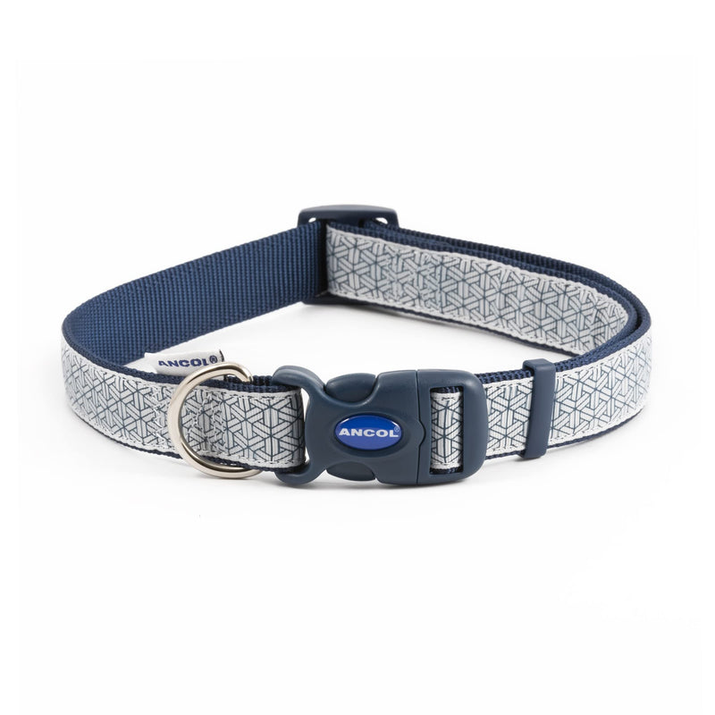Ancol Nylon Fashion Collar Geometric Grey Adjustable 45-70 cm - PawsPlanet Australia