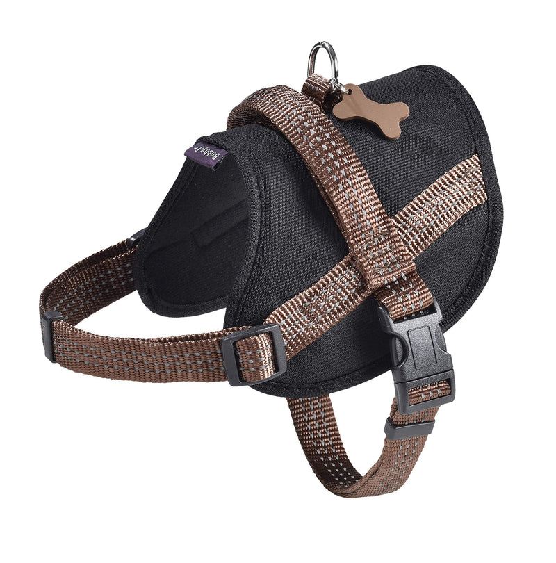 Bobby Easy Safe - Dog harness with tag, Dog harness for Medium Small Large Dogs in nylon, Safe, Comfortable, Reflective, brown, 39-50x1,6 CM