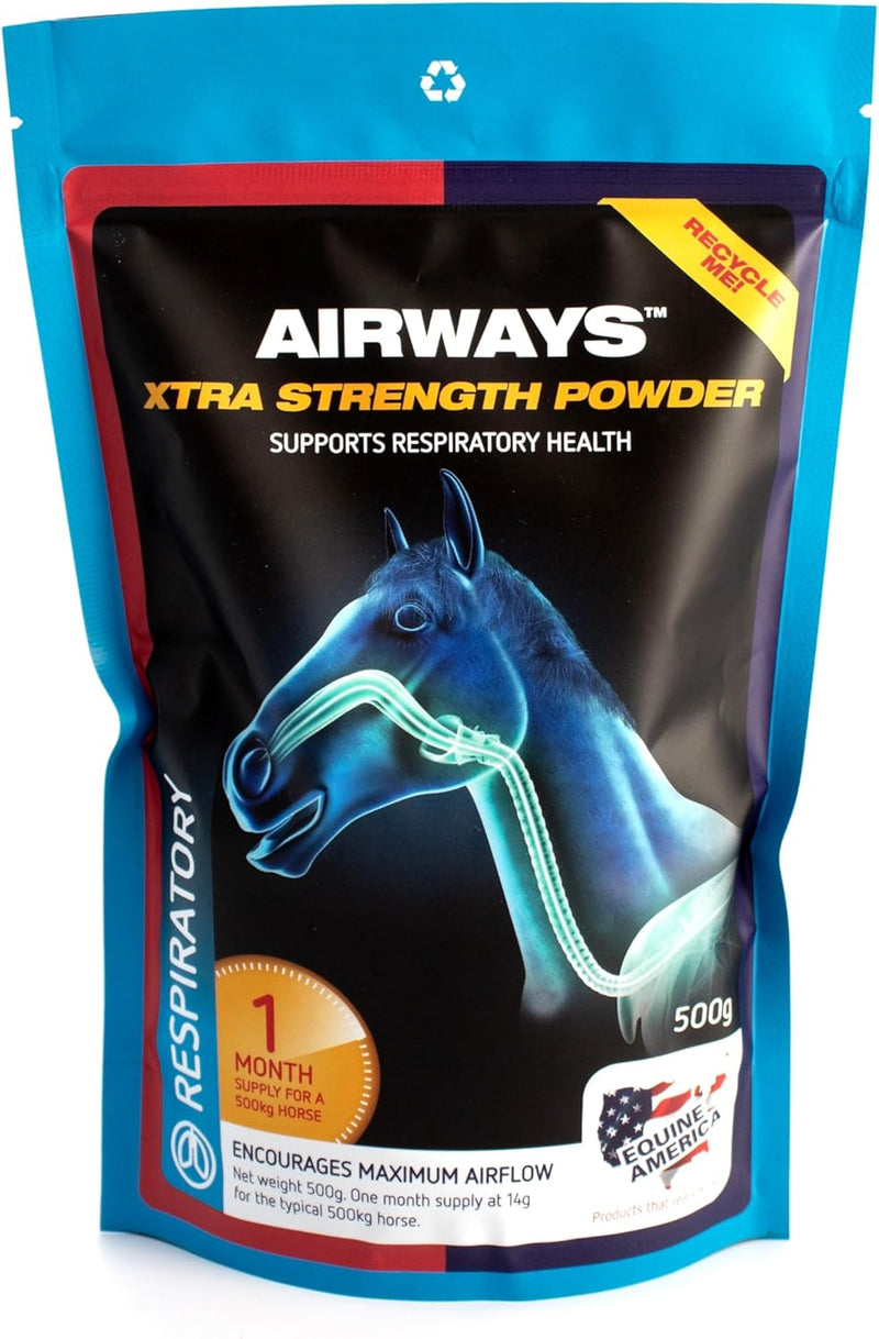 Equine America Airways Xtra Strength | Premium Ready To Use Horse & Pony Supplement | For Respiratory Support | 500g - PawsPlanet Australia