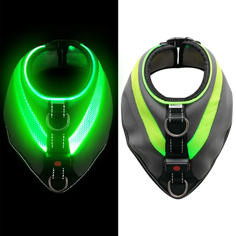 PetSol Ultra Bright LED Dog Harness Coat USB Rechargeable Lithium Battery. Warmth & Protection During Winter. Extra Visibility & Safety (Small) Small - PawsPlanet Australia