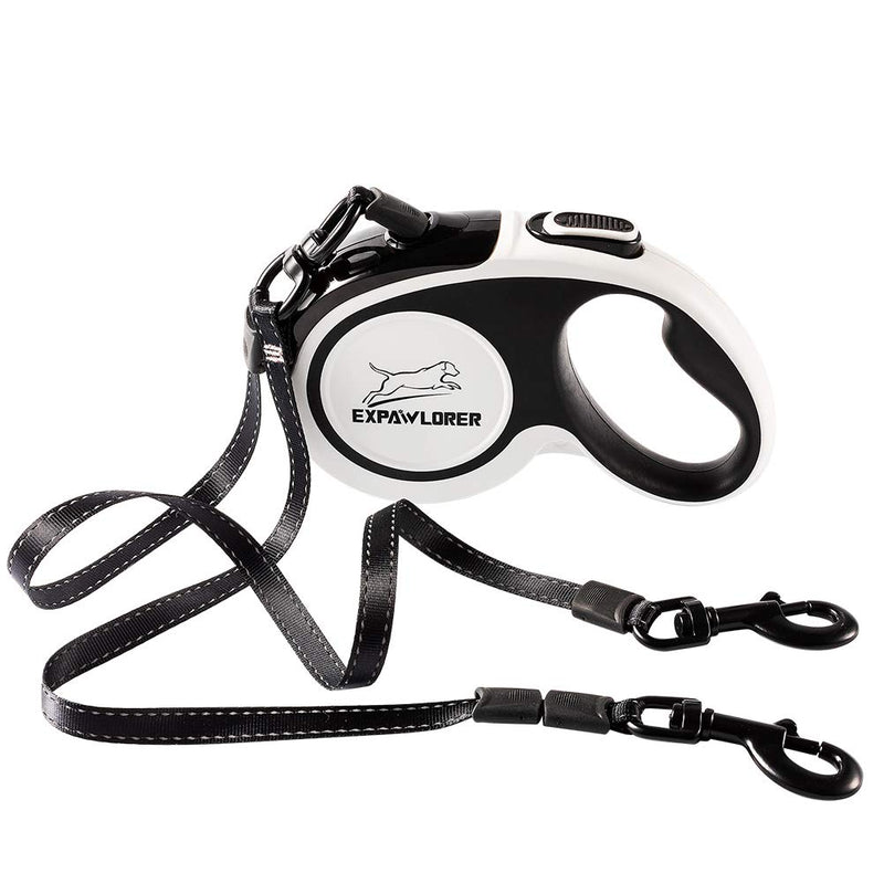 EXPAWLORER Retractable Dog Lead - Tangle-Free Durable Nylon Tape Extendable Dog Lead 5m, Heavy-Duty Double-Headed Leads for Small to Large Dogs Up to 36kg, One-button Brake & Lock for Walking Training - PawsPlanet Australia