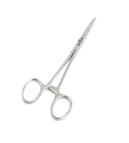 Comdent - Mosquito Hemostat Forceps, 12.5cm, Straight/Curved, Stainless Steel Dog Cat Pet Scissors Ear Hair Clamp Fishing Scissors Tools (Straight 12.5cm) Straight 12.5cm