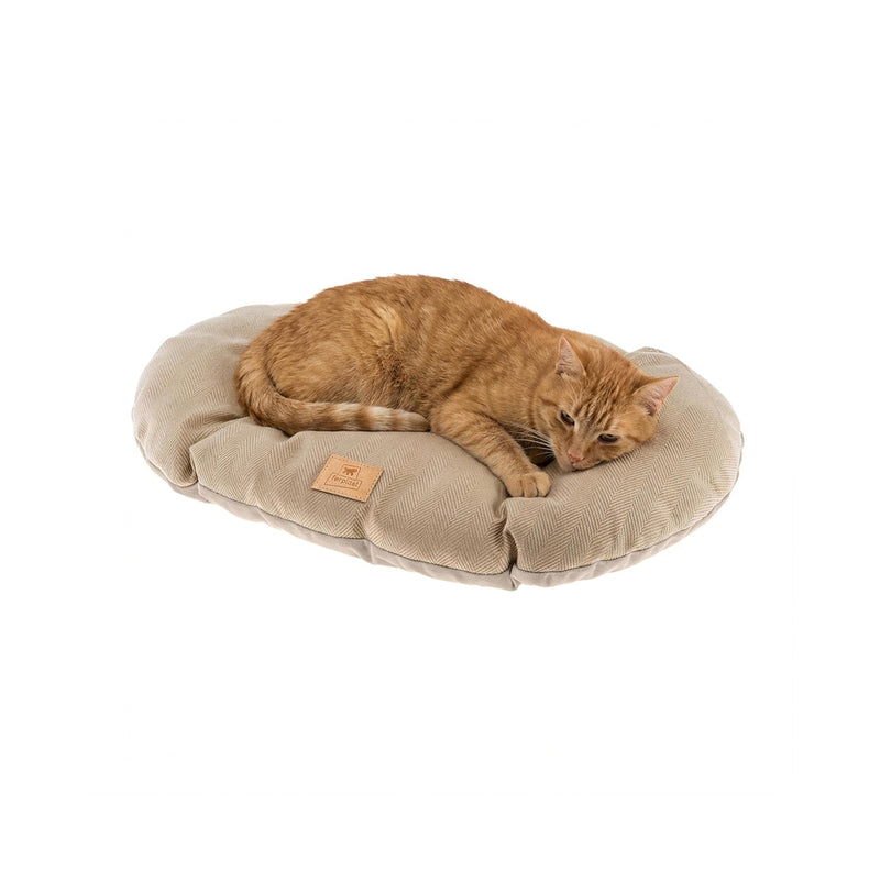 Ferplast Cat And Dog Cushion Stuart 55/4, Double-Sided, Tweed And Soft Velvet, Washable, 55 x 36 x h 5 cm., Beige 55 x 36 x 7 cm (L x W x H)