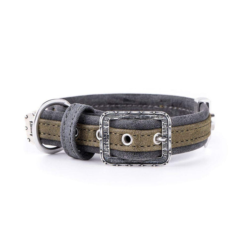 MyFamily Faux Leather Collar Made in Italy Ascot Collection Green 37-45 cm