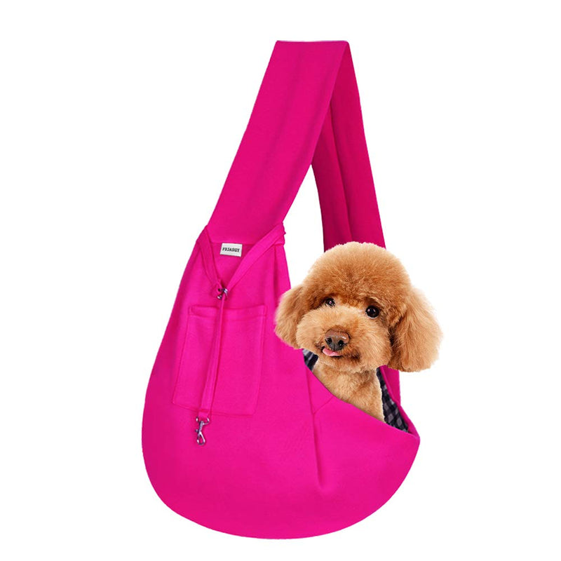 FDJASGY Small Pet Sling Carrier-Hands Free Reversible Pet Papoose Bag Tote Bag with a Pocket Safety Belt Dog Cat for Outdoor Travel (Rose Red) Rose Red - PawsPlanet Australia