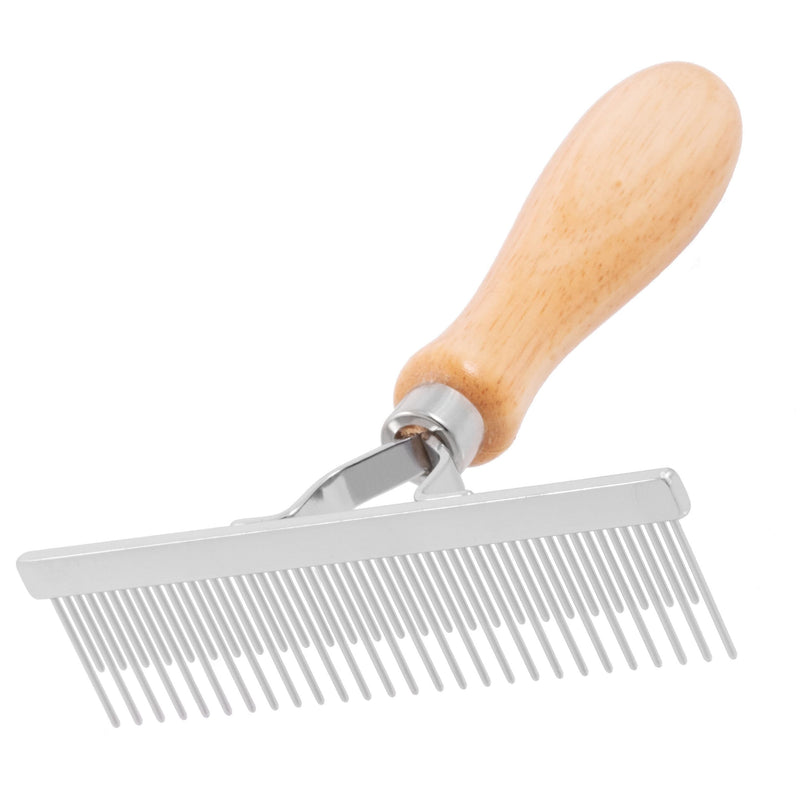 GROOM PROFESSIONAL Wooden Shedding Rake for Dogs - Dog Grooming Rake - Features Both Long and Short Pins for Effective Deshedding of Thick Undercoats - Suitable for all Sized Breeds