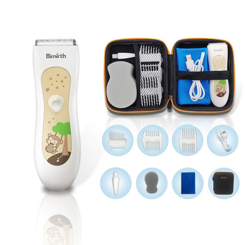 Bimirth Kids Hair Clipper, Silent Baby Hair Clipper, Quiet Hair Trimmer for Children, Cordless Toddler Haircut Machine, USB Rechargeable, Waterproof, 3 Guide Combs (with Storage Bag) With Storage Bag - PawsPlanet Australia