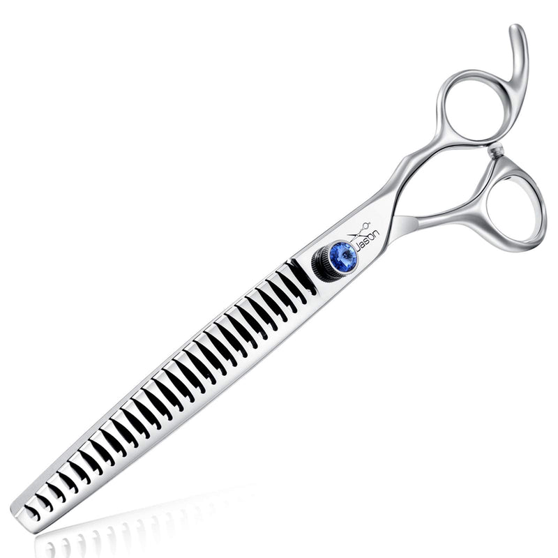 JASON 8" 26 Teeth Chunkers Shears for Dogs Ergonomic Dog Grooming Scissors Texturizing Blending Thinning Shears Pets Trimming Kit with Offset Handle Chunker 8.0"