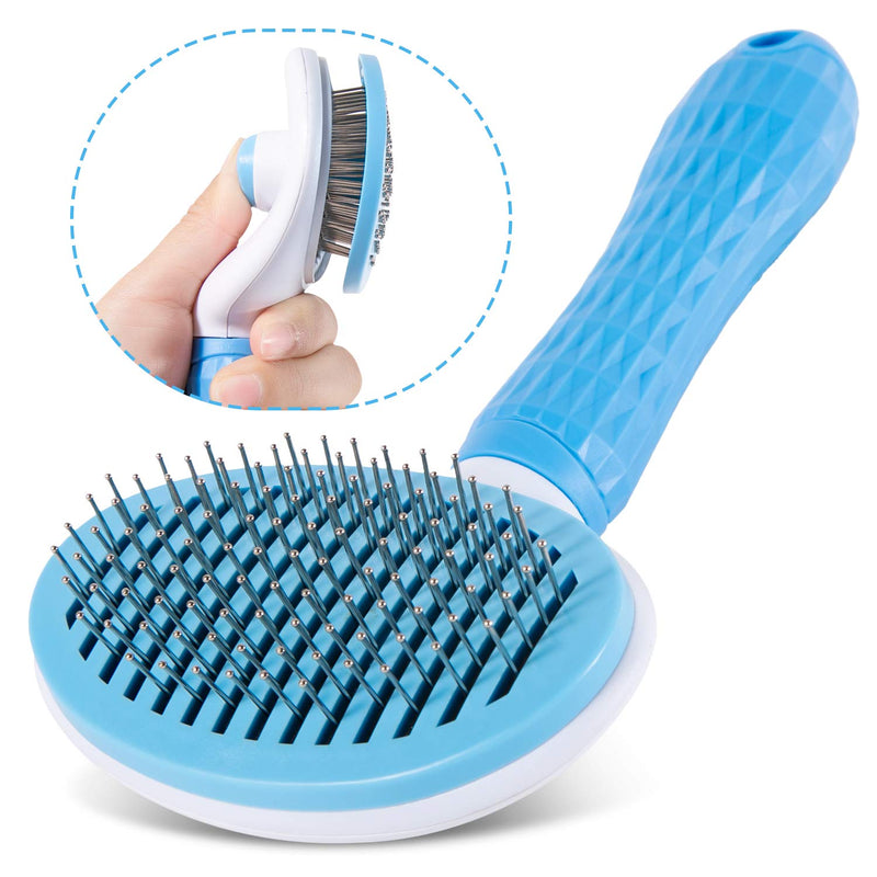 Alihoo Cat Brush Undercoat Dog Brush Soft Brush for Long Hair Universal Care Brush Automatic Cleaning Pet Brush Comb (Blue) - PawsPlanet Australia