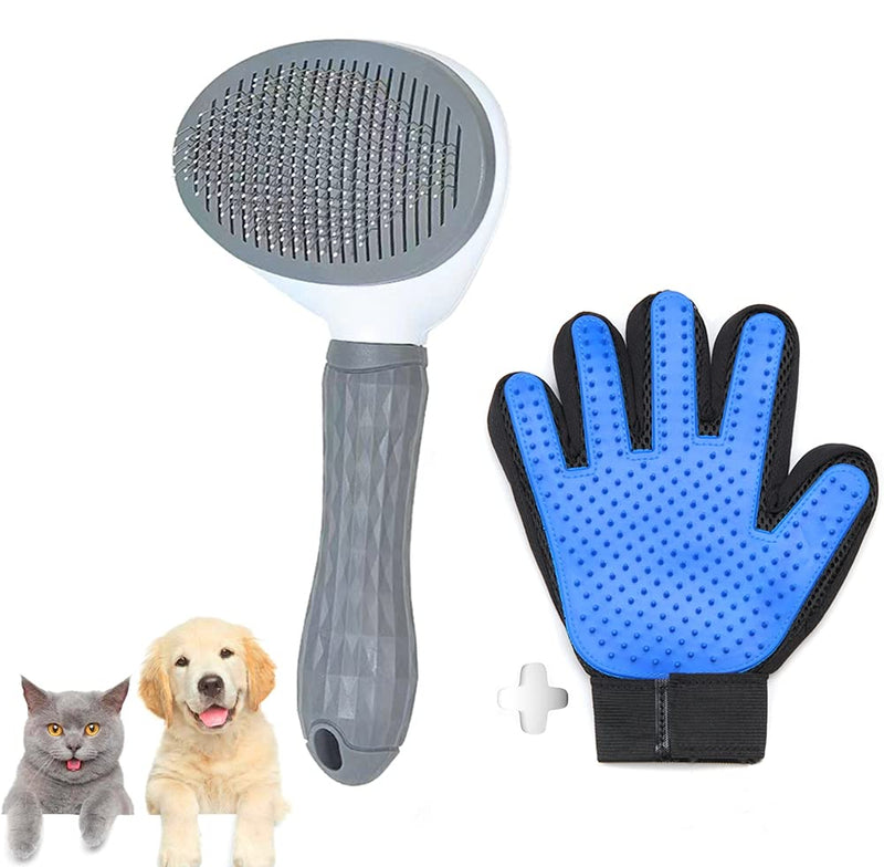 DASHH Glove + Brush for Dogs and Cats, Comb and Self-Cleaning Grooming for Pets, Removing Excess and Dead Animal Hair.