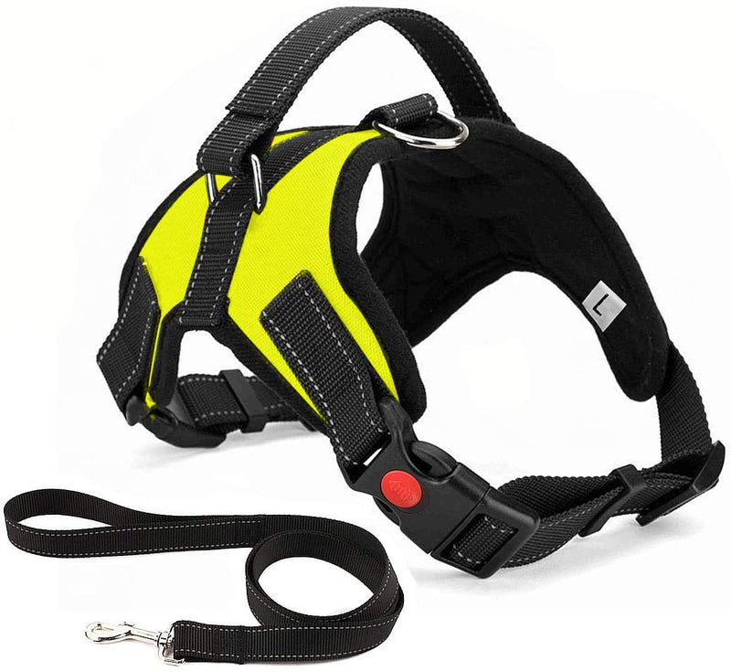 No Pull Dog Harness Breathable Adjustable Comfort Free Leash Included for Small Medium Large Dog Best for Training Walking M Yellow M (Pack of 1) - PawsPlanet Australia