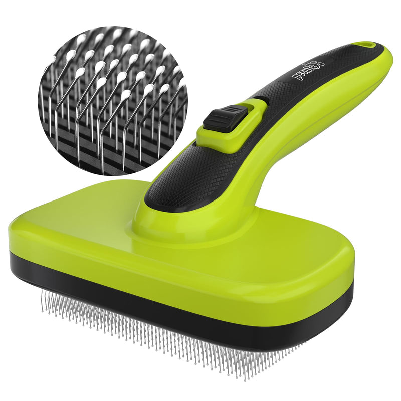 pecute Slicker Dog Brushes,Self Cleaning Pet Grooming Brush- Removes 90% of Dead Undercoat and Loose Hairs,Suitable for Medium and Long Haired Dogs Cats(Large, Upgraded Button) L Green Upgrade - PawsPlanet Australia
