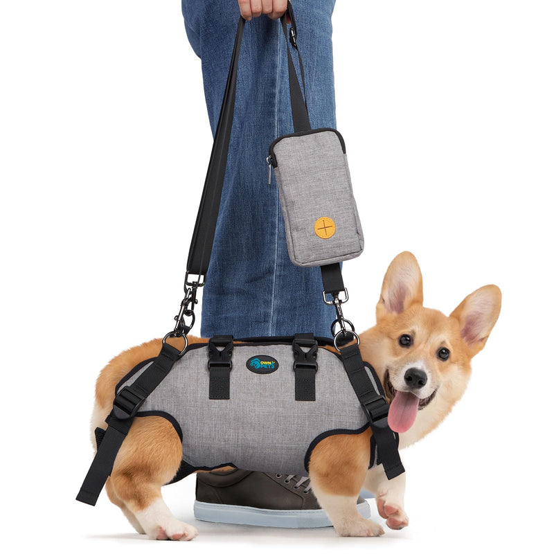 Ownpets Dog Lift Harness Adjustable Pet Sling with Reflective Straps, Outdoor Lifts Vest Sling for Full Body Support, Rehabilitation Vest to Dogs Suffering from Joint Injuries(M, 10-12lb) Medium - PawsPlanet Australia