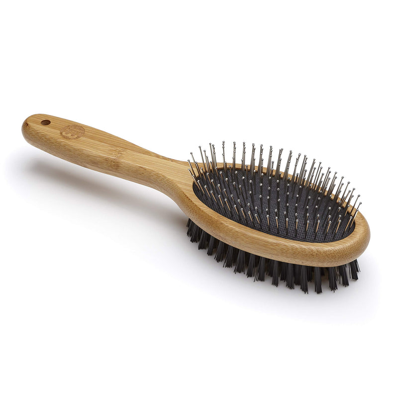 Mikki Bamboo Combi Brush, for Grooming Dog, Cat, Puppy with Smooth Short and Medium Hair Coats, Handmade from Natural Sustainable Bamboo, Large, brown L (Pack of 1) Single