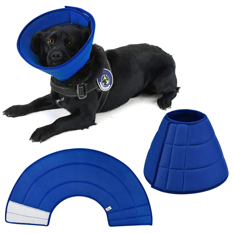 Breathable Mesh Elizabethan Collar, Soft Adjustable E-collor For Pet Dogs Cats Rabbit Quicker Healing Anti-Bite Anti-Lick Easy Eat and Drink(Blue) Size 5 for small to medium dogs Blue - PawsPlanet Australia