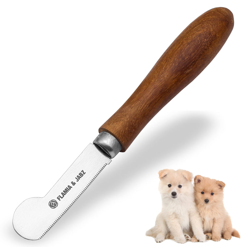 Professional Stripping Knife for Dogs & Pets, Round Wooden Handle Grip with Stainless Steel Blade (Extra-fine, Right handed) - PawsPlanet Australia