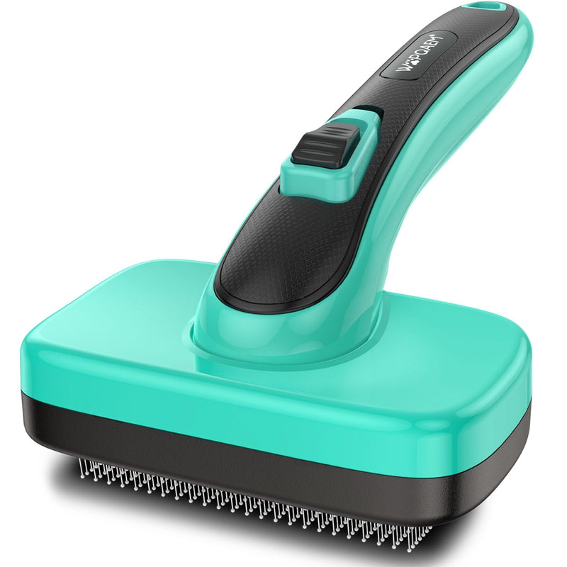 Dog Brush, Self Cleaning Slicker Dog Brush for Shedding & Grooming Short or Long Haired Cats, Furminator for Pets, Green Aqua Green 1 PCS