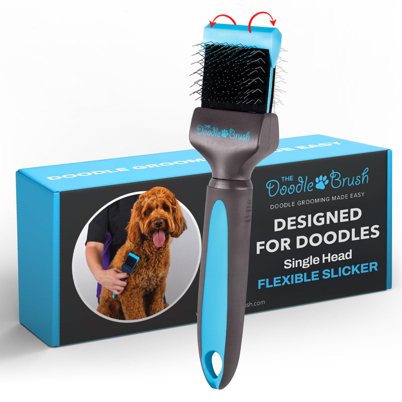Slicker Brush for Dogs, Single Head Dog Grooming Brushes, Flexible Head Slicker for Dogs, Poodle, Labradoodle, Cockapoo, Tangle-Free Grooming, Healthy & Shiny Coat Pet Brushes - PawsPlanet Australia