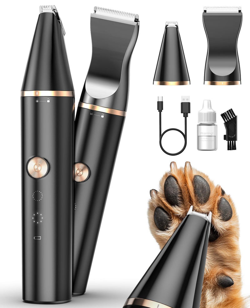 oneisall Dog Paw Trimmer with Double Blades,Silent Cat/Dog Clipper Grooming Kit,Cat Paw Trimmer Shaver for Dogs Cats Face,Eyes, Ears Black - PawsPlanet Australia