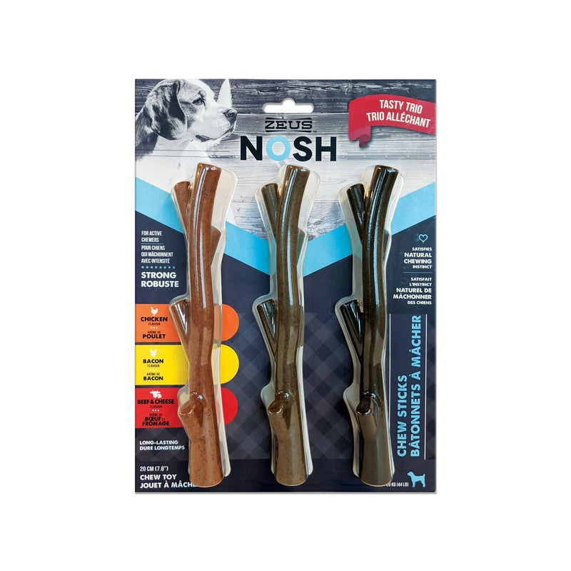Zeus NOSH TASTY TRIO CHEW STICKS DOG STRONG CHEW STICK FLAVOURED TOY TREATS - PawsPlanet Australia