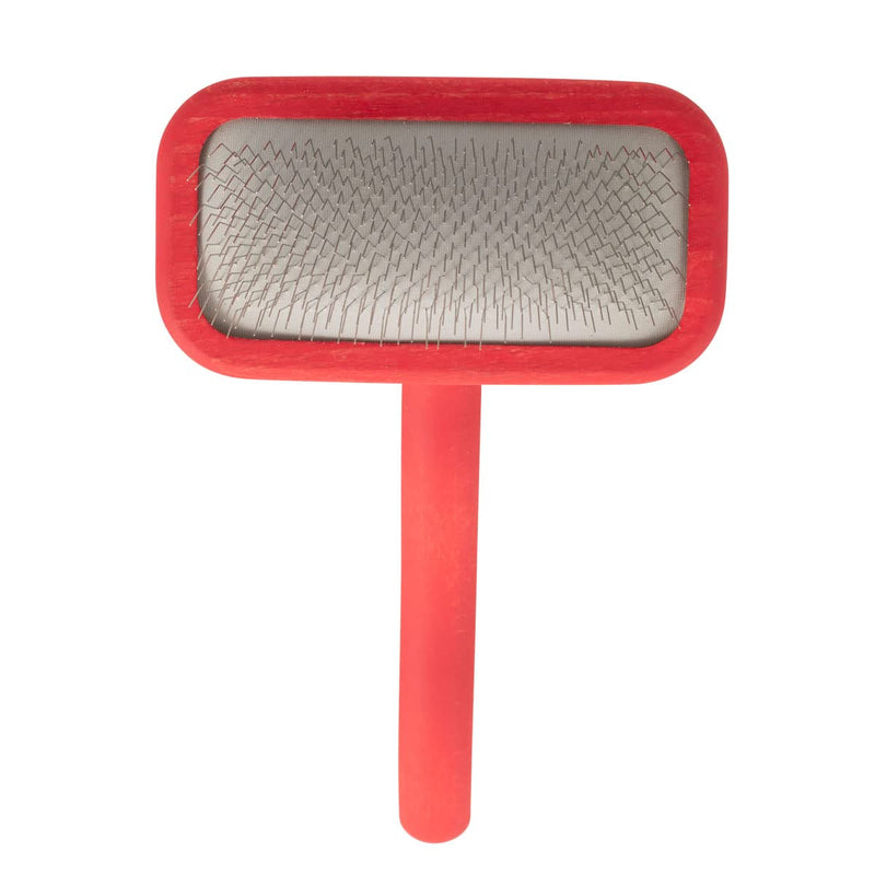Chris Christensen Dog Brush, Mark II Small Slicker Brush, Groom Like a Professional, Stainless Steel Pins, Lightweight Beech Wood Body, Ground and Polished Tips, Red - PawsPlanet Australia