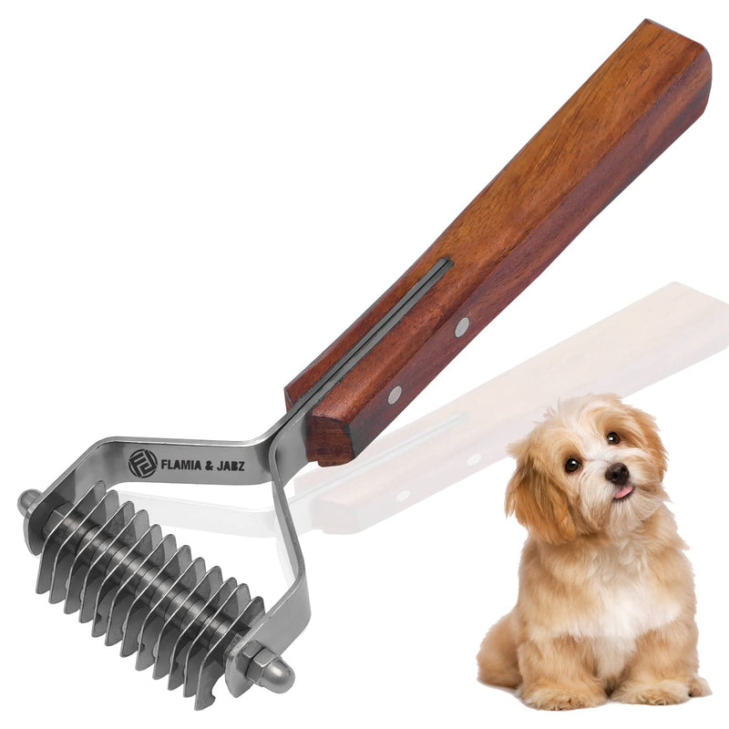 Flamia & Jabz Professional Rake (Dematting Comb) for Undercoat Grooming of Dogs, Cats & Pets (12 Blades) 12 Blades