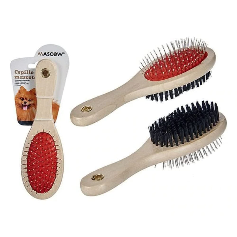 S3606526 Wooden Dog Brush, Various Materials, Multicoloured, 6 x 24.5 x 9.5 cm - PawsPlanet Australia