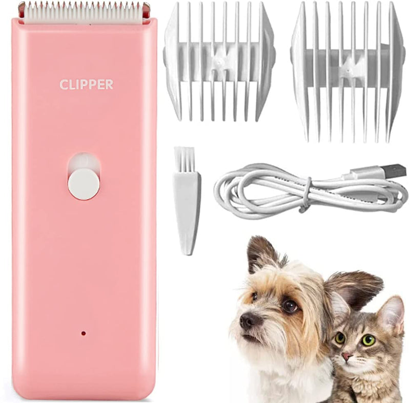 Favrison Dog Grooming Clippers Professional Dog Clippers with 2 Blades for Pet Hair Trimming, Rechargeable Cordless Pet Grooming Clippers for Dogs Cats Rabbits (Pink) Standard Pink - PawsPlanet Australia